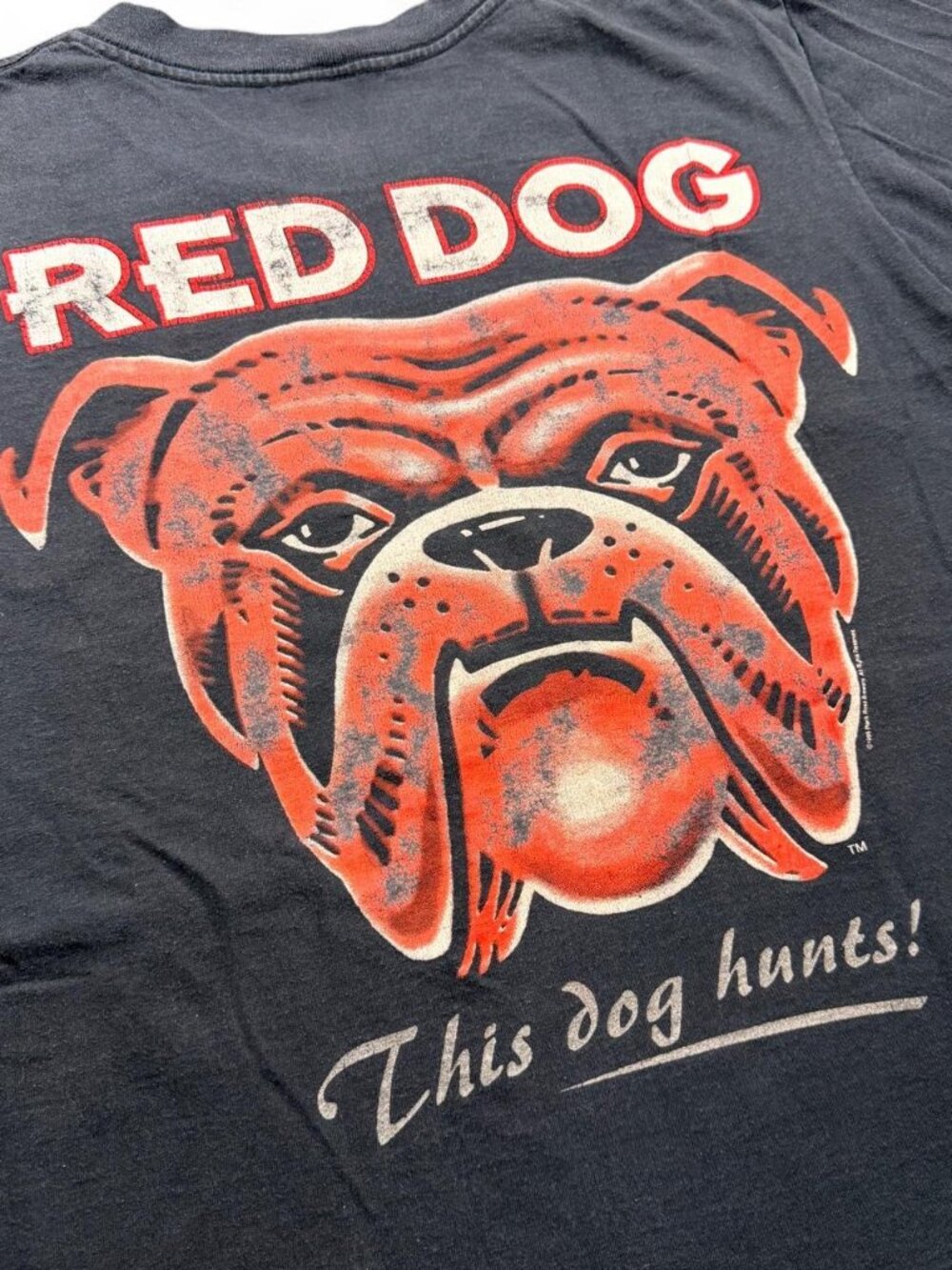 Vintage 90s Red Dog Miller Beer Single Stitch Bulldog Tee L